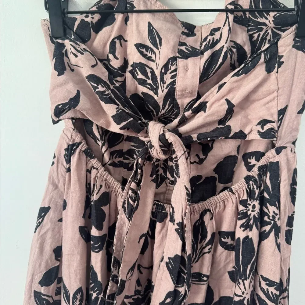 Free People Perfect Sundress Linen Blend Floral Midi Dress XS